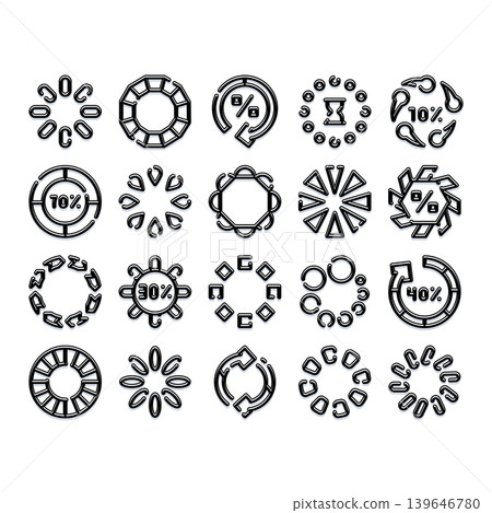 Collection of loading indicator icon set 139646780