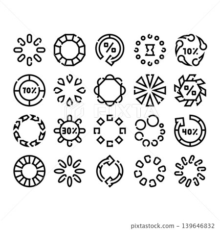 Loading indicator progress status icon set Loading indicator progress status icon set 139646832
