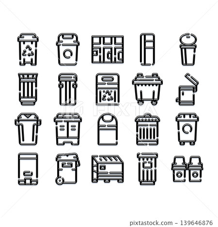 Recycling and garbage bin icon set collection Recycling and garbage bin icon set collection 139646876
