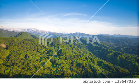 View of the area around Toyama Bay from the hills in the evening. View of the area around Toyama Bay from the hills in the evening. 139647030