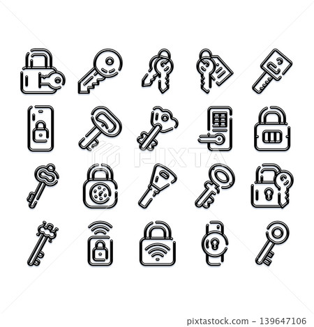 Security and access protection collection of line icons Security and access protection collection of line icons 139647106