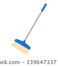 Household broom isolated on white background. Minimal flat vector illustration of cleaning tool in simple modern style. Home cleaning, housekeeping and sanitation concept 139647337