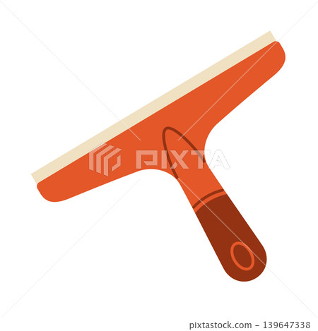 Window squeegee or glass cleaner isolated on white background. Flat vector illustration of household cleaning tool. Glass cleaning, housekeeping and sanitation concept Window squeegee or glass cleaner isolated on white background. Flat vector illustration of household cleaning tool. Glass cleaning, housekeeping and sanitation concept 139647338