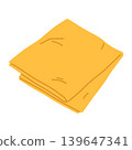 Cleaning cloth flat vector illustration isolated on white background. Simple folded yellow cleaning cloth for kitchen and bathroom 139647341