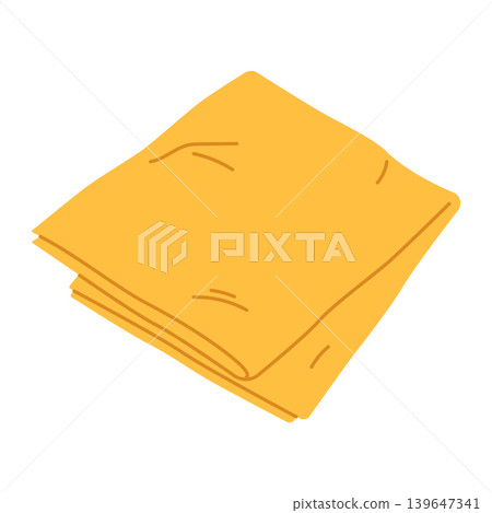 Cleaning cloth flat vector illustration isolated on white background. Simple folded yellow cleaning cloth for kitchen and bathroom 139647341