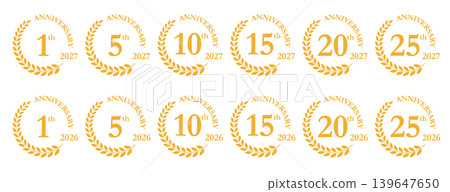 Gold Anniversary Emblem Set with Laurel Wreath - Compatible with 2026 and 2027 (Commemorating 1st to 25th Anniversaries) Gold Anniversary Emblem Set with Laurel Wreath - Compatible with 2026 and 2027 (Commemorating 1st to 25th Anniversaries) 139647650