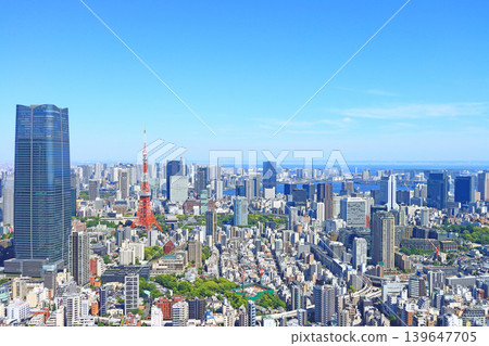 Scenery of Tokyo Tower and Azabudai Hills Mori JP Tower, Minato-ku, Tokyo Scenery of Tokyo Tower and Azabudai Hills Mori JP Tower, Minato-ku, Tokyo 139647705
