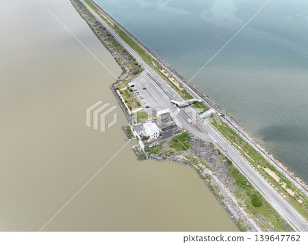 雲仙多良海線，諫早灣填海堤岸：空拍畫面 139647762