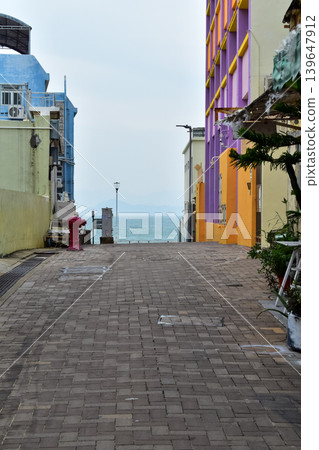 Focus on the floor, ground in Hong Kong. Cityscape, copy space. For background use. 139647912