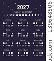 Moon calendar for 2027 year. lunar calendar. Vector illustration 139648506