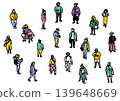 City people, crowd set. Hand-drawn vector data. 139648669