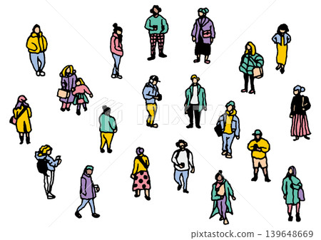 City people, crowd set. Hand-drawn vector data. City people, crowd set. Hand-drawn vector data. 139648669