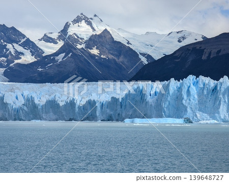 Los Glaciares National Park in Argentina. The blue ice of the Perito Moreno Glacier and the Andes. Los Glaciares National Park in Argentina. The blue ice of the Perito Moreno Glacier and the Andes. 139648727