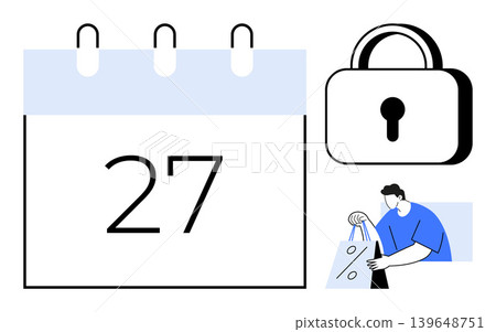 Online shopping, secure transactions, consumer habits, e-commerce dates, privacy, reliability. A calendar date, a lock symbol and a person with shopping bags. Online shopping and secure transactions Online shopping, secure transactions, consumer habits, e-commerce dates, privacy, reliability. A calendar date, a lock symbol and a person with shopping bags. Online shopping and secure transactions 139648751