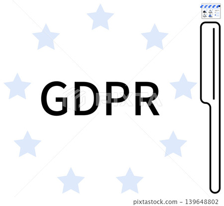 Data protection, compliance, privacy law, cybersecurity, digital rights, regulations. GDPR text in center with stars around and data protection icon. Data protection and compliance concept Data protection, compliance, privacy law, cybersecurity, digital rights, regulations. GDPR text in center with stars around and data protection icon. Data protection and compliance concept 139648802