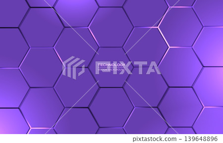 Hexagon technology purple colored honeycomb abstract background. Hexagon technology purple colored honeycomb abstract background. 139648896