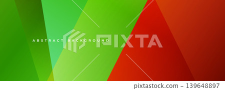 Green and red modern abstract wide banner with geometric shapes. Colorful abstract background. Green and red modern abstract wide banner with geometric shapes. Colorful abstract background. 139648897