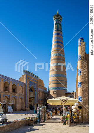 Ichan Kala and Islam Khodja Minaret, UNESCO World Heritage Sites in Khiva, Uzbekistan Ichan Kala and Islam Khodja Minaret, UNESCO World Heritage Sites in Khiva, Uzbekistan 139648983