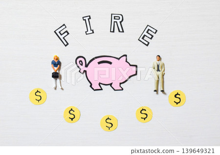 FIRE and piggy bank 139649321