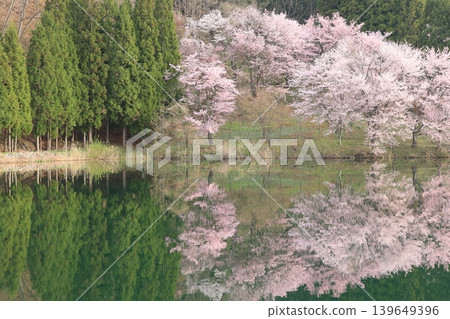 Lake Nakatsuna [Cherry Blossom Reflection] 139649396
