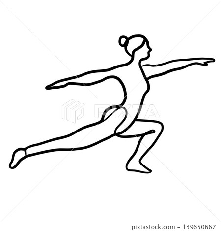 Woman yoga pose line art stretching fitness balance healthy lifestyle calm exercise Woman yoga pose line art stretching fitness balance healthy lifestyle calm exercise 139650667