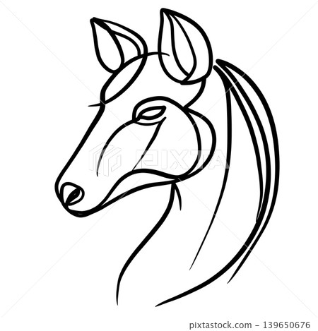 Horse animal line drawing black white outline head elegant art Horse animal line drawing black white outline head elegant art 139650676