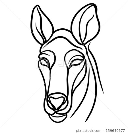Kangaroo head line art, animal illustration, black and white drawing, simple style Kangaroo head line art, animal illustration, black and white drawing, simple style 139650677