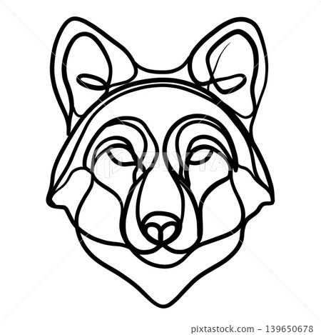 Wolf animal line art abstract black white face outline modern minimal Wolf animal line art abstract black white face outline modern minimal 139650678