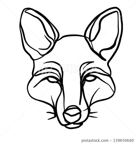 Fox face line art, animal head illustration, minimal black and white drawing, wild nature Fox face line art, animal head illustration, minimal black and white drawing, wild nature 139650680