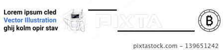 Financial technology, cryptocurrency exchange, blockchain security, digital currency, bitcoin transfer, fintech illustration. Hand pointing to a device and Bitcoin logo. Cryptocurrency exchange Financial technology, cryptocurrency exchange, blockchain security, digital currency, bitcoin transfer, fintech illustration. Hand pointing to a device and Bitcoin logo. Cryptocurrency exchange 139651242