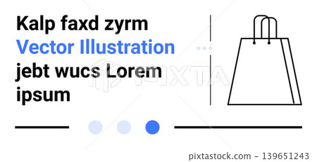 E-commerce, marketing, modern design, shopping experience, online retail, branding. Black line art shopping bag with text elements. E-commerce and marketing concept 139651243