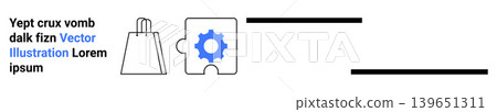 E-commerce, shopping, automation, teamwork, logistics, digital solutions. A shopping bag and gear puzzle piece e-commerce integration. E-commerce and automation concept E-commerce, shopping, automation, teamwork, logistics, digital solutions. A shopping bag and gear puzzle piece e-commerce integration. E-commerce and automation concept 139651311