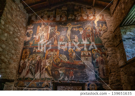 Greece, FFrescoes in the monastery of Panagia Mavriotissa, Kastoria, Western Macedonia, Greece Greece, FFrescoes in the monastery of Panagia Mavriotissa, Kastoria, Western Macedonia, Greece 139651635