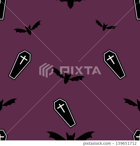 Halloween Coffin & Bat Seamless Pattern Halloween Coffin & Bat Seamless Pattern 139651712