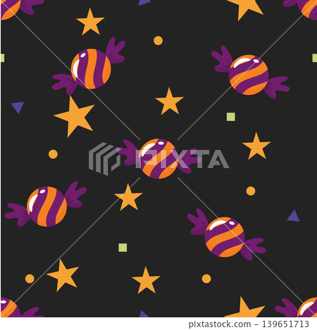 Halloween Candy & Stars Seamless Pattern Halloween Candy & Stars Seamless Pattern 139651713