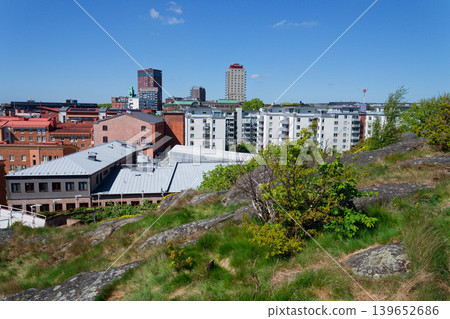 Gothenburg city skyline from Eriksberg waterfront on sunny day in Gothenburg, Sweden 139652686