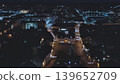 Porvoo, Finland - December 08, 2020: Aerial perspective of a beautifully illuminated town square at night, showcasing festive lights and charming architecture in a cozy atmosphere 139652709