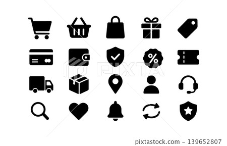 set of shopping icons Ecommerce Business Minimal set of shopping icons Ecommerce Business Minimal 139652807