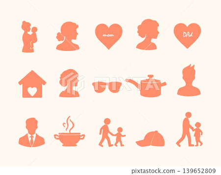 family icons set in thin line style Mother and Father Minimal Icon Collection 139652809