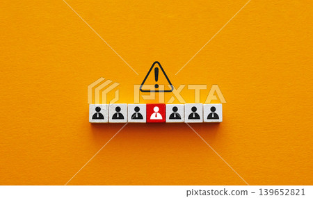 Highlighted employee risk warning concept. Team problem management. 139652821