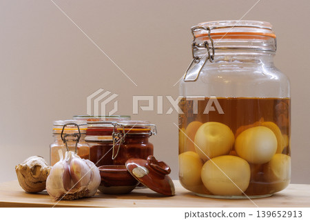 Pickled eggs in a jar Pickled eggs in a jar 139652913