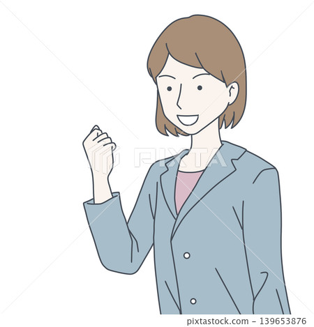一幅插圖,描繪了一位身穿西裝的女士擺出勝利姿勢慶祝。 一幅插圖,描繪了一位身穿西裝的女士擺出勝利姿勢慶祝。 139653876