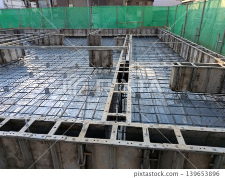 Foundation work for a detached house; construction site for a detached house Foundation work for a detached house; construction site for a detached house 139653896
