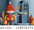 Back to school child with backpack standing at doorway while parent opens the door 139654374