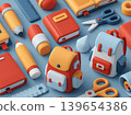 Back to school seamless pattern with colorful stationery, backpacks and study supplies for education 139654386