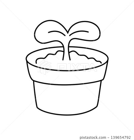 tree sprout in pot outline gardening tree sprout in pot outline gardening 139654792