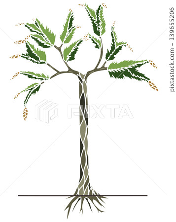 A stylized illustration of Lepidodendron acletum (Limpon) from the Carboniferous period. A stylized illustration of Lepidodendron acletum (Limpon) from the Carboniferous period. 139655206