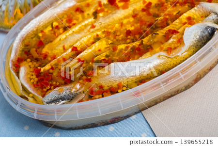 Preserved marinated herring Preserved marinated herring 139655218