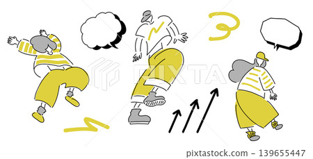 Dancing Man and Woman_Arrows + Speech Bubble + Loose Shape 2 | Gold & Gray 139655447