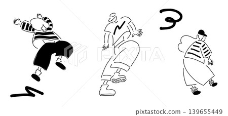Dancing man and woman_Arrows + speech bubble + loose shape 2 | Line drawing 139655449
